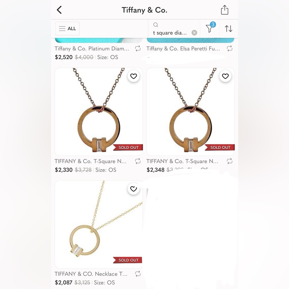 Tiffany & Co. NEW BNIB 750YG T Square Diamond Ladies Necklace 750 Yellow Gold - Picture 7 of 7